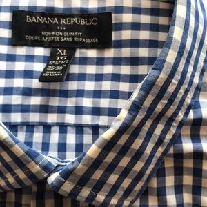 Blue/White Chex XL Slim Fit Banana Republic Shirt